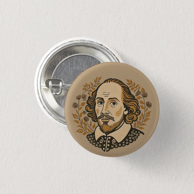 William Shakespeare portrait illustration QUOTE  3 Cm Round Badge (Front & Back)