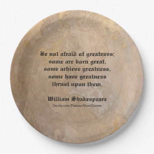 William Shakespeare Quote - Greatness Paper Plates