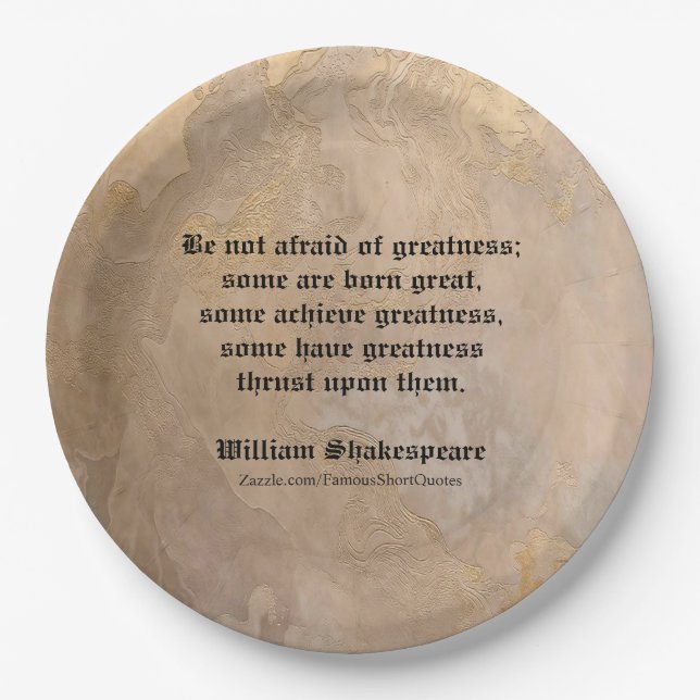 William Shakespeare Quote - Greatness Paper Plates (Front)