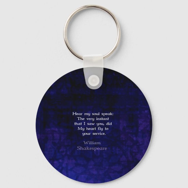 William Shakespeare Romantic Love Quote Key Ring (Front)