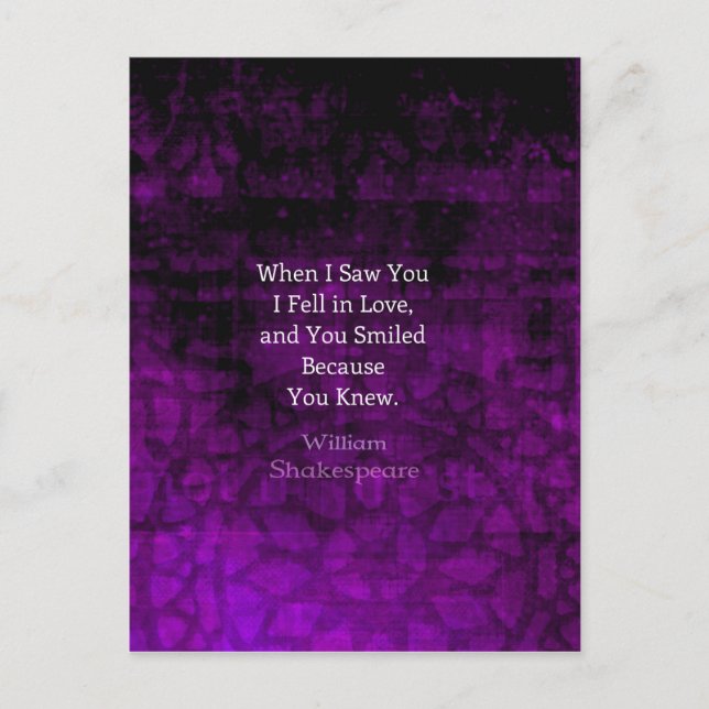 William Shakespeare Romantic Love Saying Postcard (Front)