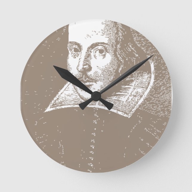 William Shakespeare Warm Grey Round Clock (Front)