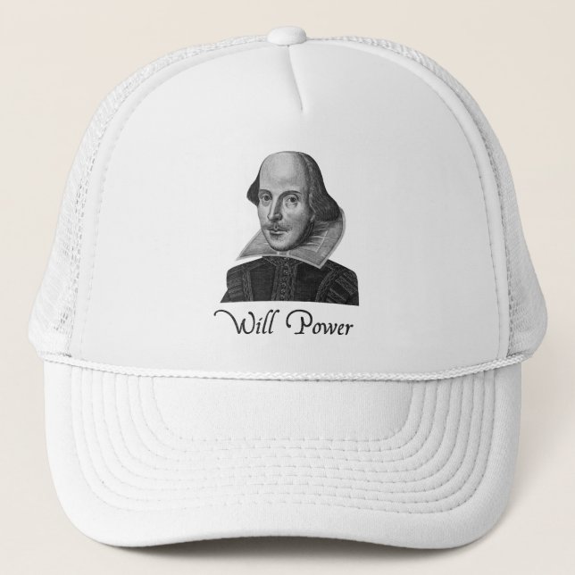 William Shakespeare Will Power Trucker Hat (Front)