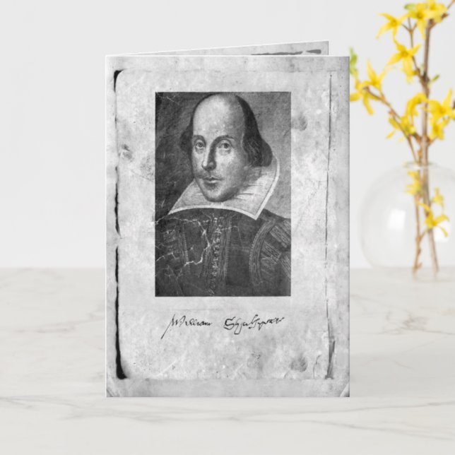 William Shakespeare with Signature Greeting Card (Yellow Flower)