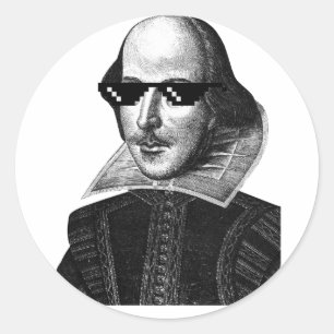 William Shakespeare With Sunglasses Classic Round Sticker
