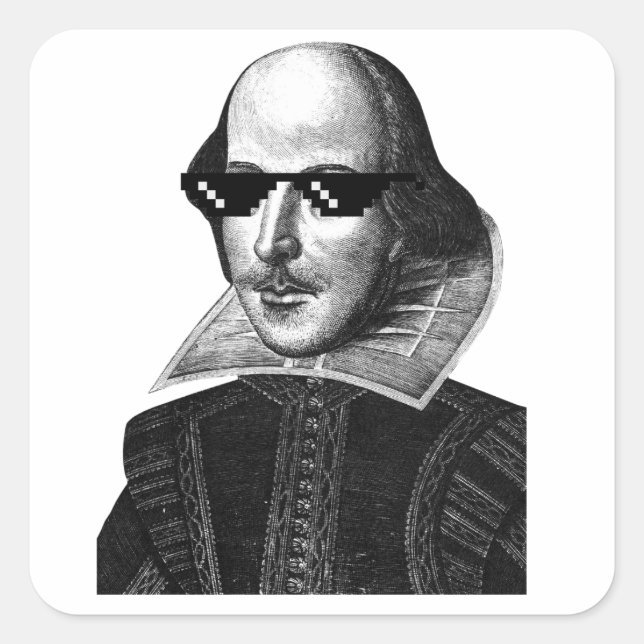 William Shakespeare With Sunglasses Square Sticker (Front)