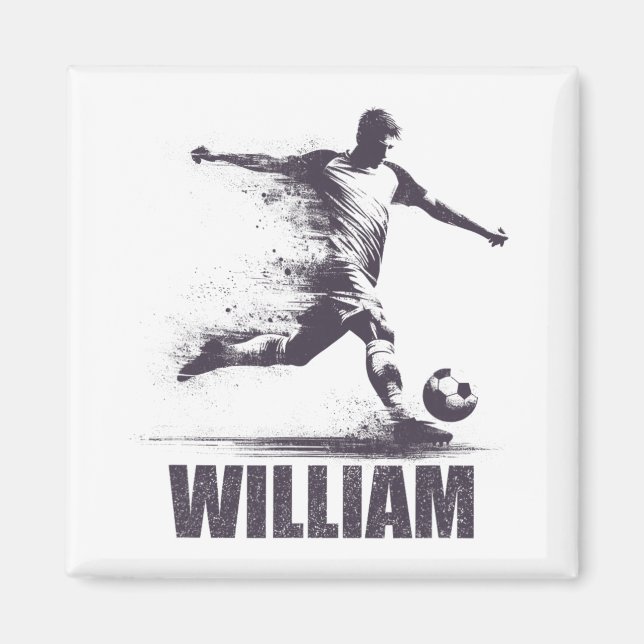William Soccer Boys Personalised First Name Willia Magnet (Front)