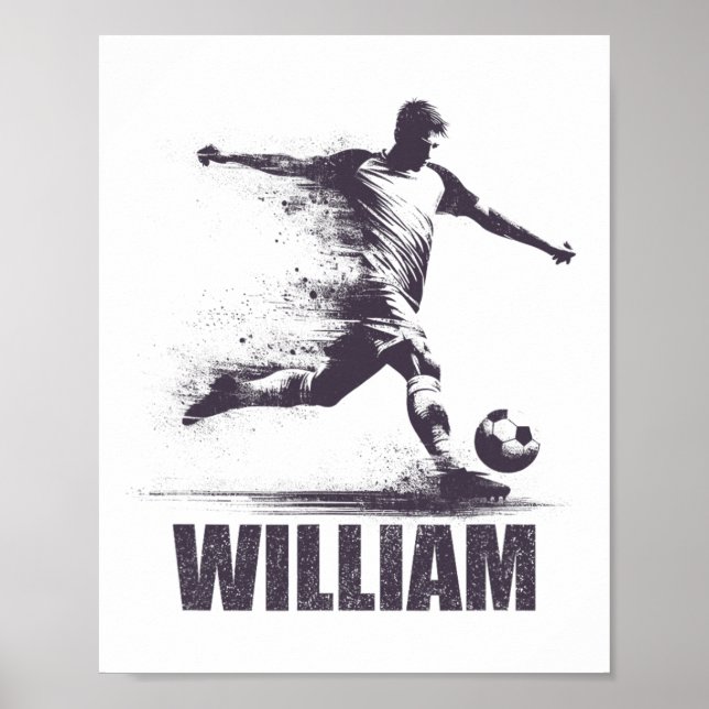 William Soccer Boys Personalised First Name Willia Poster (Front)
