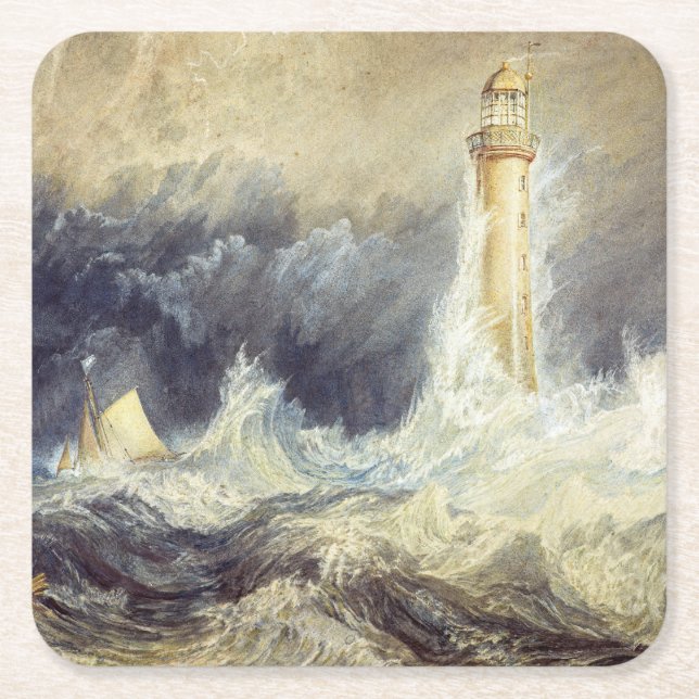 William Turner - Bell Rock Lighthouse Square Paper Coaster (Front)