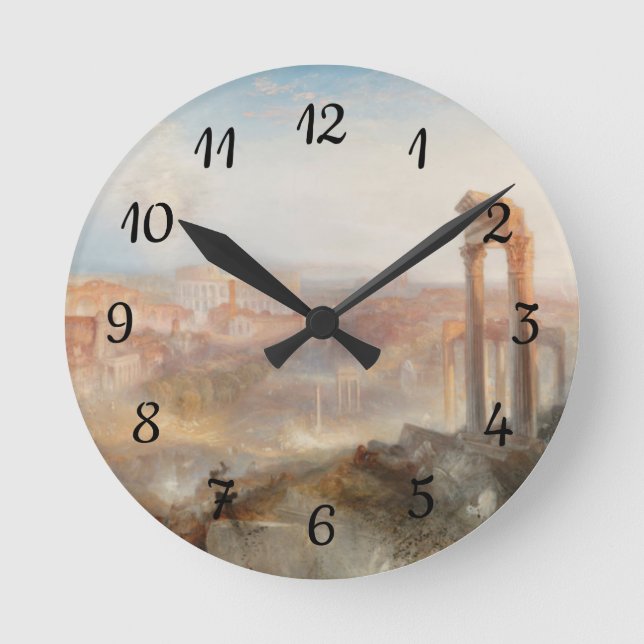 William Turner British - Modern Rome-Campo Vaccino Round Clock (Front)
