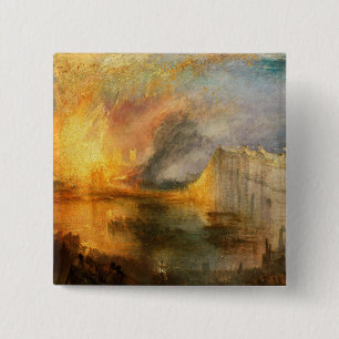 William Turner - The Burning of the Parliament 15 Cm Square Badge