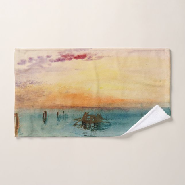William Turner - The Lagoon near Venice at Sunset Bath Towel Set (Hand Towel)