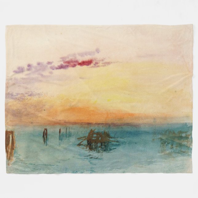 William Turner - The Lagoon near Venice at Sunset Fleece Blanket (Front (Horizontal))