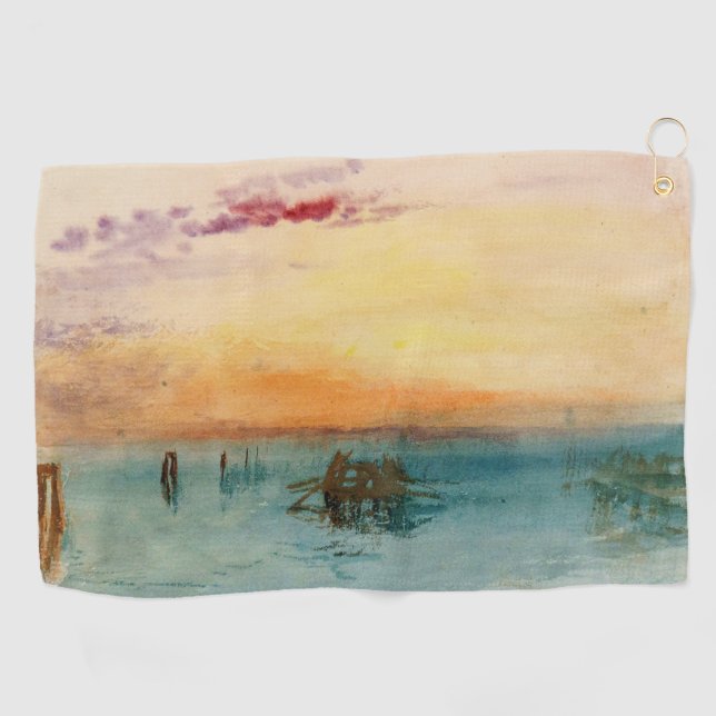 William Turner - The Lagoon near Venice at Sunset Golf Towel (Horizontal)