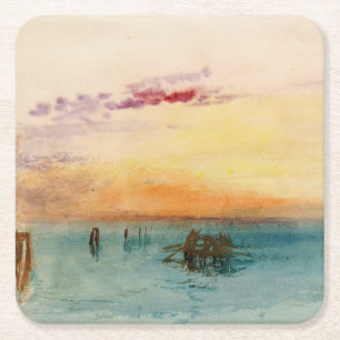 William Turner - The Lagoon near Venice at Sunset Square Paper Coaster