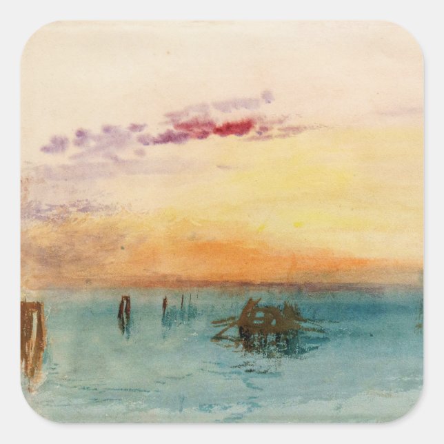 William Turner - The Lagoon near Venice at Sunset Square Sticker (Front)