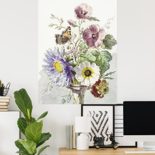William vanLee Bouquet of Flowers with a Butterfly Poster