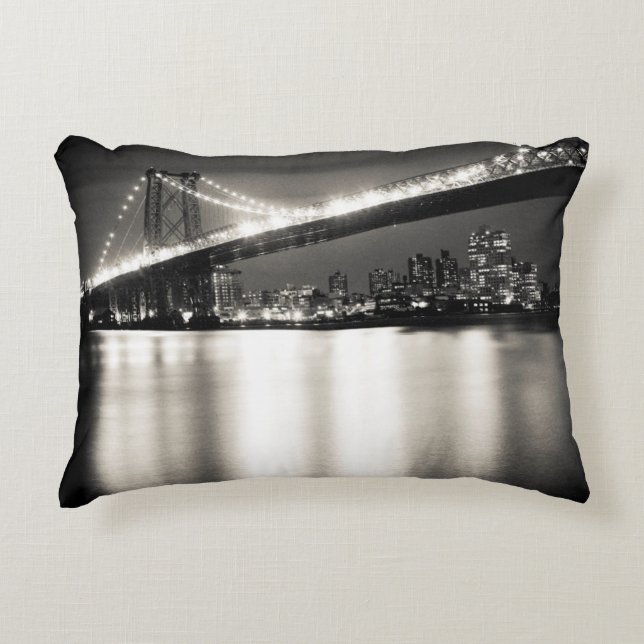 Williamsburg bridge in New York City at night Decorative Cushion (Front)