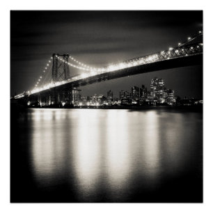 Williamsburg bridge in New York City at night Poster
