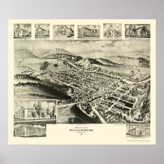 Williamsburg, PA Panoramic Map -1906 Poster (Front)