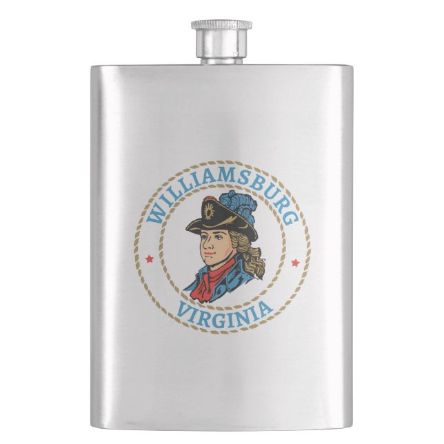 Williamsburg Virginia Colonial Hip Flask (Front)
