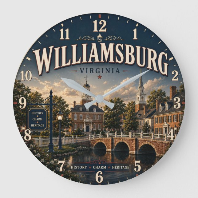 Williamsburg Virginia Large Clock (Front)