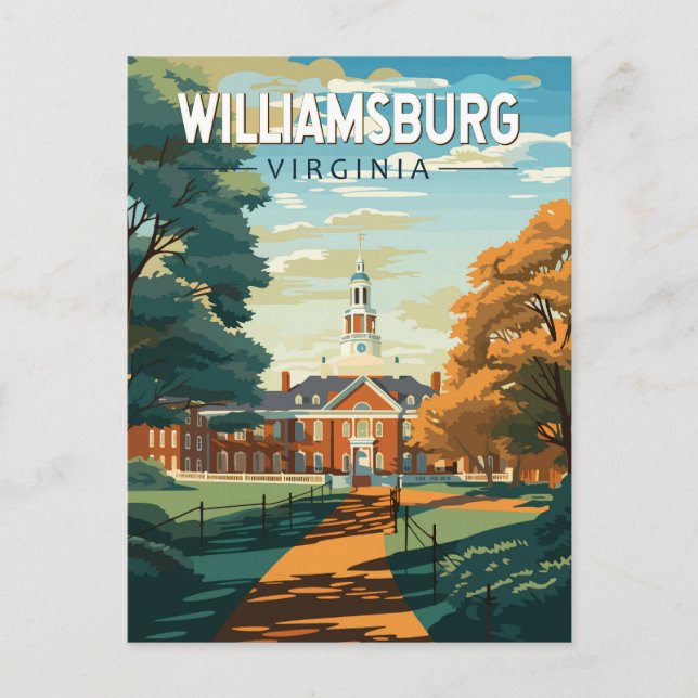 Williamsburg Virginia Travel Art Vintage Postcard (Front)