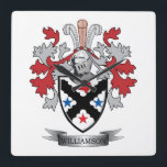 Williamson Family Crest Coat of Arms Square Wall Clock<br><div class="desc">Williamson family crest and Scottish Williamson coat of arms. For men with the Williamson surname,  and for women with the Williamson last name. Click 'Williamson Family Crest' to see all our designs featuring the Williamson family name.</div>