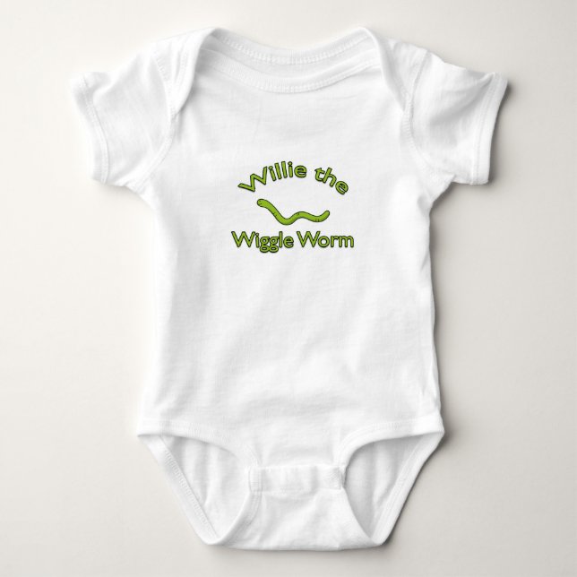Willie the Wiggle Worm Baby One Piece Bodysuit (Front)