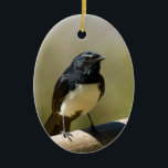 Willie Wagtail Ceramic Tree Decoration<br><div class="desc">Willie Wagtail on a fence</div>