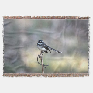 WILLIE WAGTAIL IN RURAL QUEENSLAND AUSTRALIA THROW BLANKET
