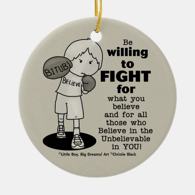 Willing to Fight Ceramic Tree Decoration (Front)