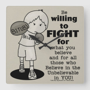 Willing to Fight Square Wall Clock