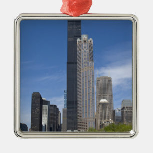 Willis Tower (previously the Sears Tower) looms Metal Ornament