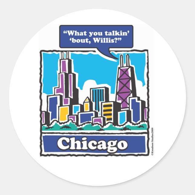 Willis Tower/Sears Tower Classic Round Sticker (Front)