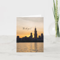 Willis Tower Sunset Silhouette Thank You Card