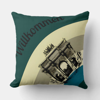 Willkommen Brandenburg Gate Retro Art Throw Pillow
