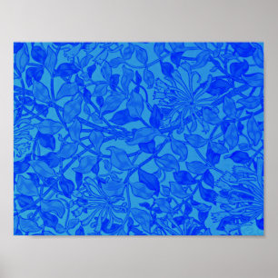Willliam Morris - Honeysuckle in Blue Poster