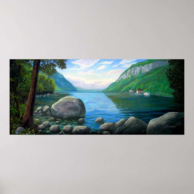 Willoughby Lake Westmore Vermont Oil Painting Poster (Front)