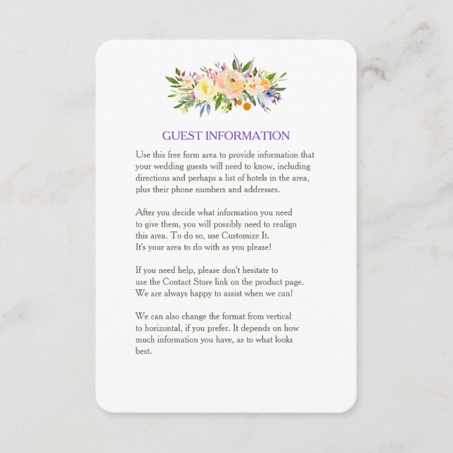 Willow and Floral Wedding Insert (Front)