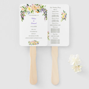 Willow and Floral Wedding Program Hand Fan