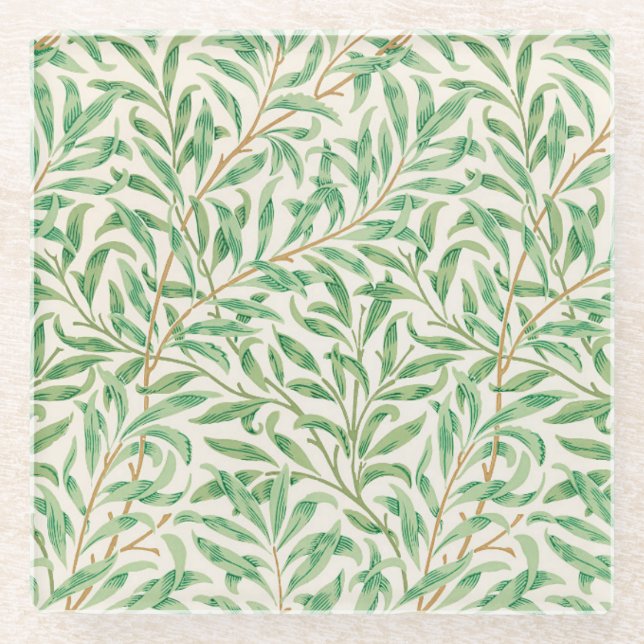 Willow Bough William Morris Pattern Glass Coaster (Front)