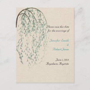 Willow Branch on Linen Save the Date Invitation