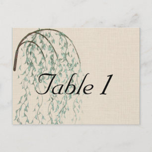 Willow Branch on Linen Wedding Table Number Postcard
