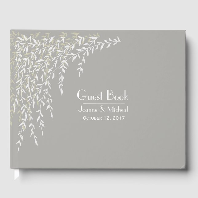 Willow Branches Taupe Wedding Guest Book (Front)