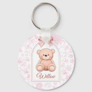 Willow Custom Pink Teddy Bear Nursery Design Key Ring