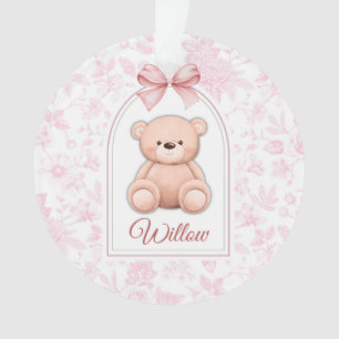 Willow Custom Pink Teddy Bear Nursery Design Ornament