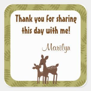 Willow Deer Baby Mummy Kiss square sticker