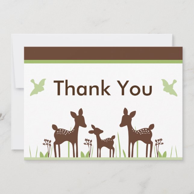 Willow Deer Baby Shower Thank You Card (Front)