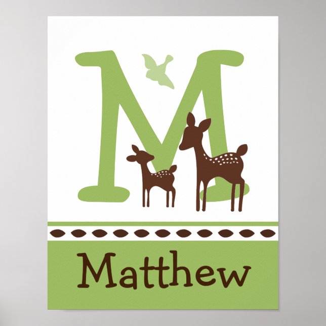 Willow Deer Letter & Name Wall Art Poster (Front)
